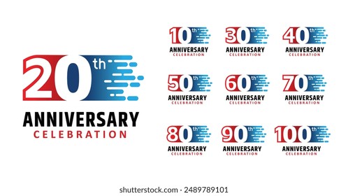 Set of anniversary design modern speed number