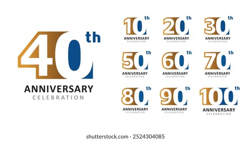 
Set of anniversary design modern square number