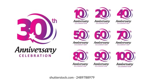 Set of anniversary design modern star number