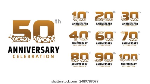 Set of anniversary design modern tech number