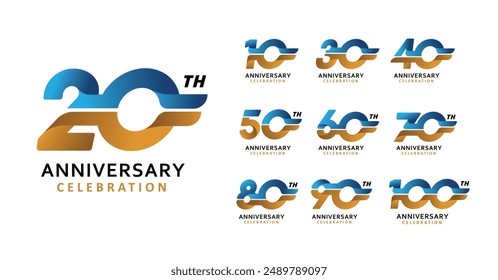 Conjunto de diseño de aniversario número de ala moderna