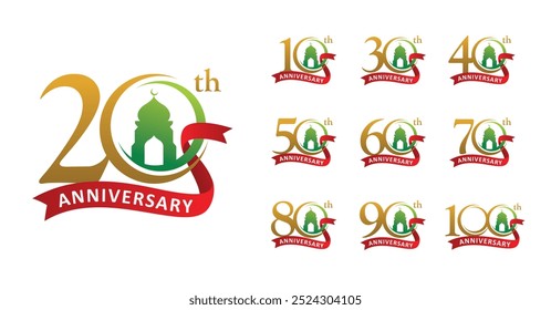 Set of anniversary design mosque number