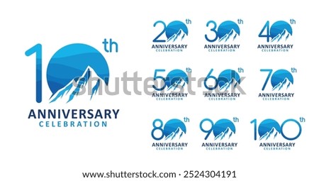 Set of anniversary design mountain number