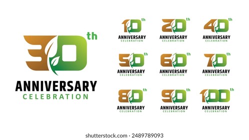 Set of anniversary design nature leaf number