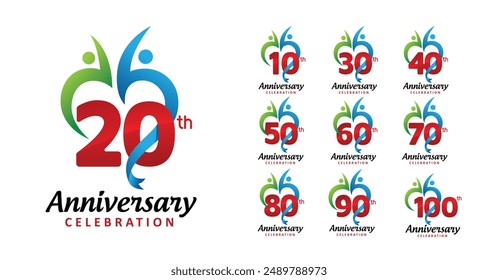 Set of anniversary design people number