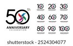 Set of anniversary design pinwheel number