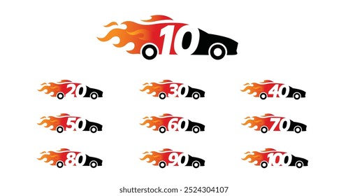 Set of anniversary design speed car number