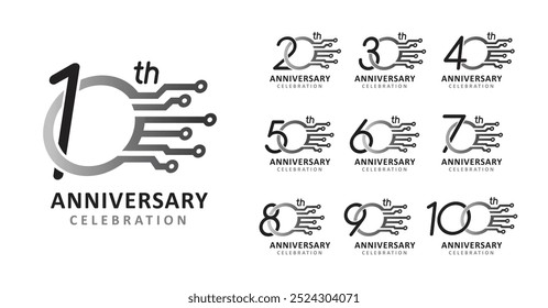 Set of anniversary design technology number