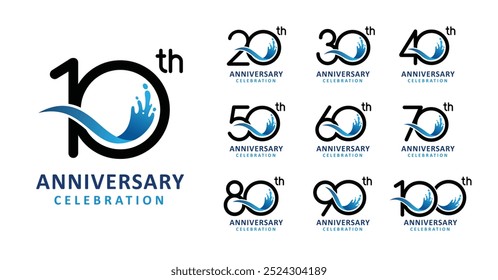 Conjunto de número de agua de diseño de aniversario