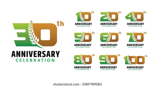 Set of anniversary design wheat number