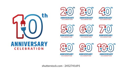 set of anniversary electric or power number design