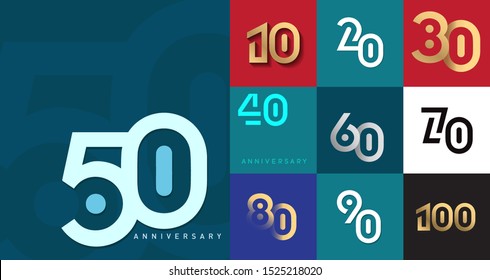 Set of Anniversary emblems with some variation, anniversary template design for web, game ,Creative poster, booklet, leaflet, flyer, magazine, invitation card