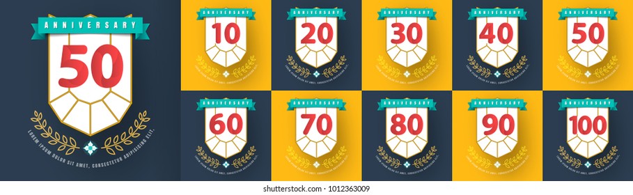 Set of Anniversary emblems , anniversary template design for web, game ,Creative poster, booklet, leaflet, flyer, magazine, invitation card