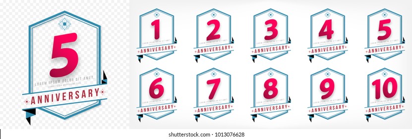 Set of Anniversary emblems , anniversary template design for web, game ,Creative poster, booklet, leaflet, flyer, magazine, invitation card