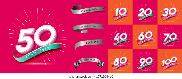 Set of Anniversary emblems , anniversary template design for web, game ,Creative poster, booklet, leaflet, flyer, magazine, invitation card - Vector