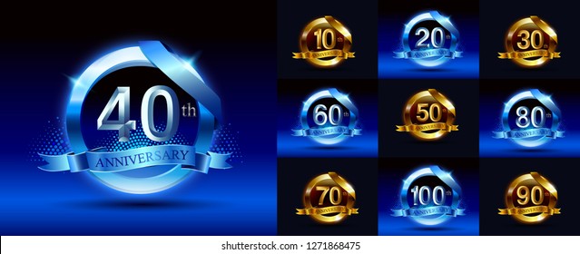 Set of Anniversary emblems , anniversary template design for web, game ,Creative poster, booklet, leaflet, flyer, magazine, invitation card - Vector