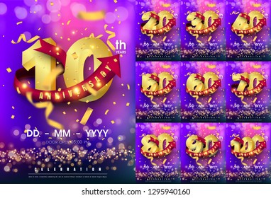 Set of Anniversary emblems , anniversary template design for web, game ,Creative poster, booklet, leaflet, flyer, magazine, invitation card