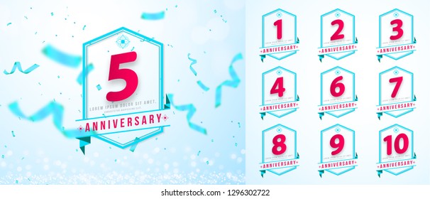 Set of Anniversary emblems , anniversary template design for web, game ,Creative poster, booklet, leaflet, flyer, magazine, invitation card