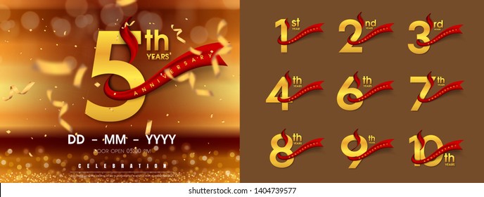 Set of Anniversary emblems , anniversary template design for web, game ,Creative poster, booklet, leaflet, flyer, magazine, invitation card