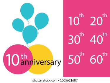 Set of Anniversary emblems, anniversary template design for web, game, creative poster, booklet, leaflet, flyer, magazine, invitation card