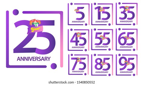Set of Anniversary emblems , anniversary template design for web, game ,Creative poster, booklet, leaflet, flyer, magazine, invitation card