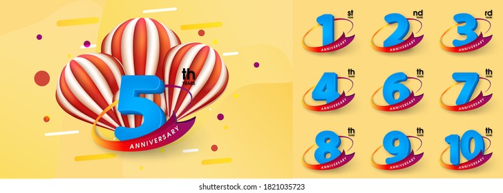 Set of Anniversary emblems , anniversary template design for web, game ,Creative poster, booklet, leaflet, flyer, magazine, invitation card