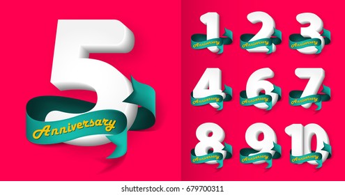 Set of Anniversary emblems , anniversary template design for web, game ,Creative poster, booklet, leaflet, flyer, magazine, invitation card