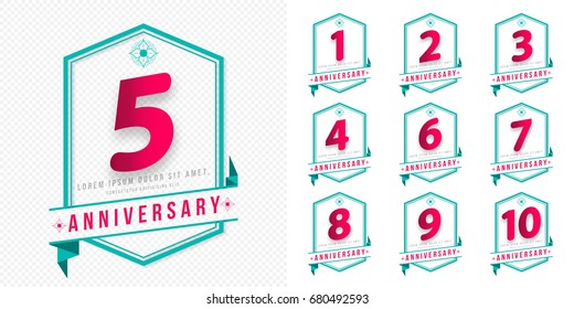 Set of Anniversary emblems , anniversary template design for web, game ,Creative poster, booklet, leaflet, flyer, magazine, invitation card