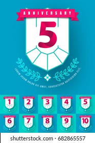 Set of Anniversary emblems , anniversary template design for web, game ,Creative poster, booklet, leaflet, flyer, magazine, invitation card