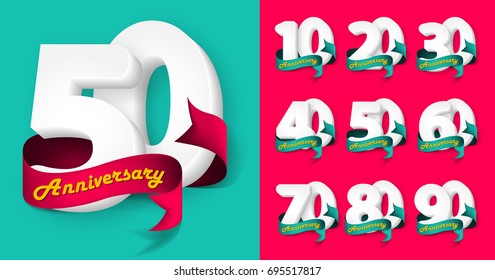 Set of Anniversary emblems , anniversary template design for web, game ,Creative poster, booklet, leaflet, flyer, magazine, invitation card