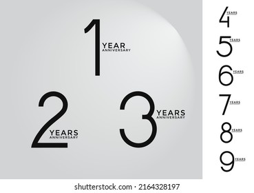 set anniversary flat black color logotype style with overlapping number on white background