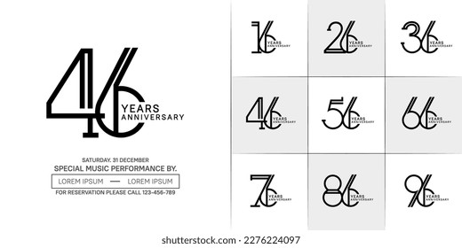 set of anniversary flat black color with white background for special celebration event