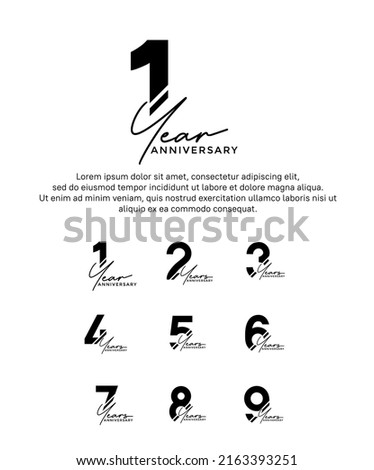 set anniversary flat black color logotype style with hand lettering on white background