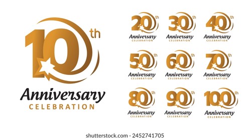 set of anniversary gold star number design