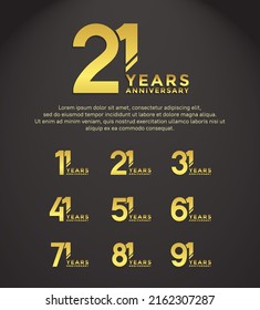 set anniversary golden color with slash on black background can be use for celebration event