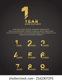 set anniversary golden color with slash on black background can be use for celebration event