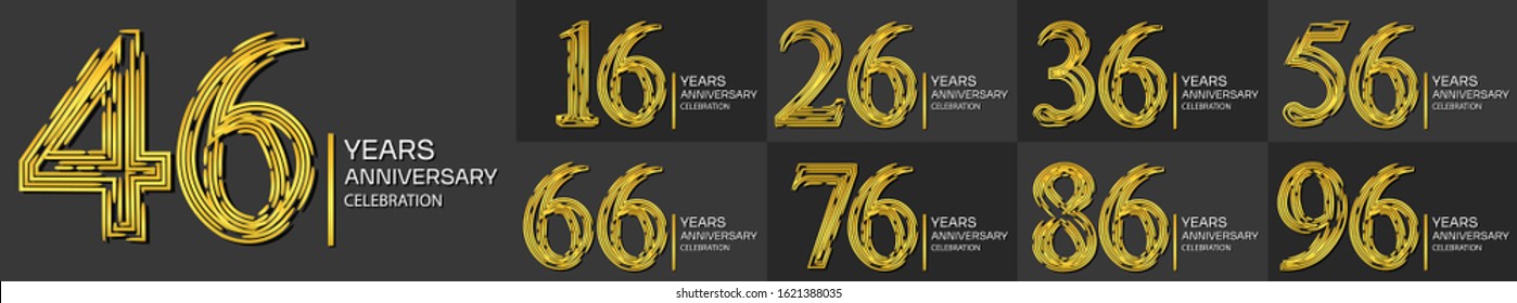 Set of Anniversary golden color , anniversary template design for web ,Creative poster, booklet, leaflet, flyer, magazine, invitation card