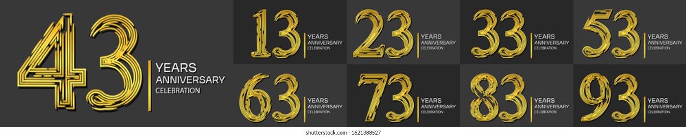 Set of Anniversary golden color , anniversary template design for web ,Creative poster, booklet, leaflet, flyer, magazine, invitation card