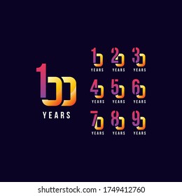 Set Of Anniversary Gradient Number Vector Design
