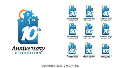 set of anniversary house number design