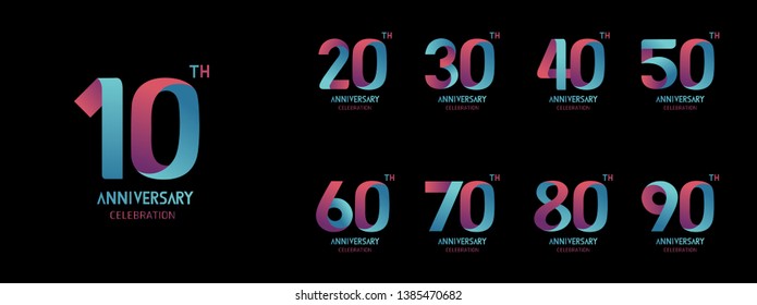 Set of anniversary  icon. Flat design