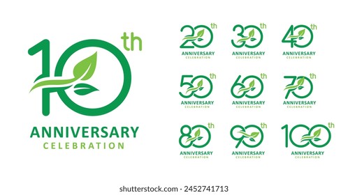 set of anniversary leaf number design