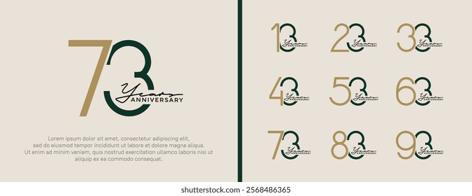 set of anniversary logo black and brown color on white background for celebration moment