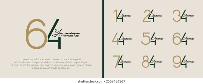 set of anniversary logo black and brown color on white background for celebration moment