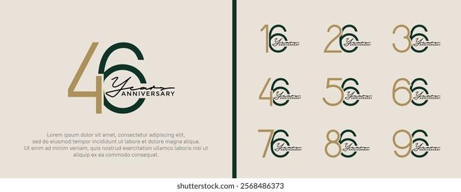 set of anniversary logo black and brown color on white background for celebration moment