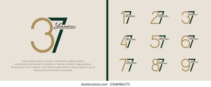 set of anniversary logo black and brown color on white background for celebration moment
