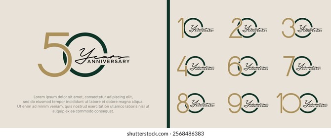 set of anniversary logo black and brown color on white background for celebration moment