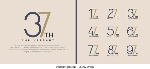 set of anniversary logo black and brown color on soft brown background for celebration moment