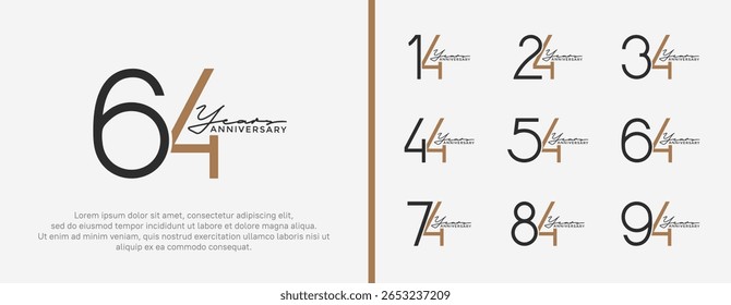 set of anniversary logo black and brown color on white background for celebration moment