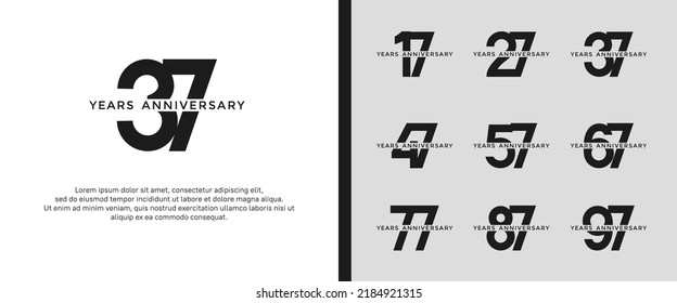set of anniversary logo black color on white background for celebration moment